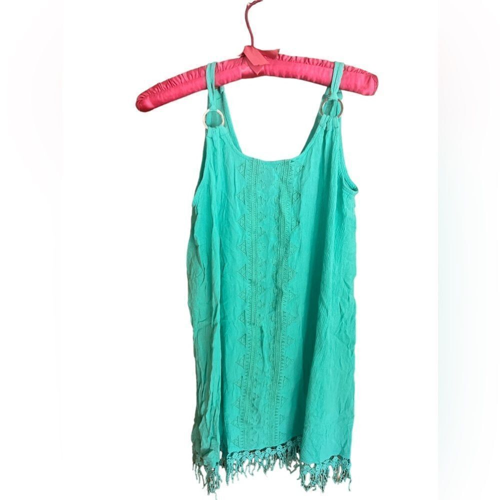Spiaggia Dolce mint green boho tank dress with gorgeous detail women’s medium‎